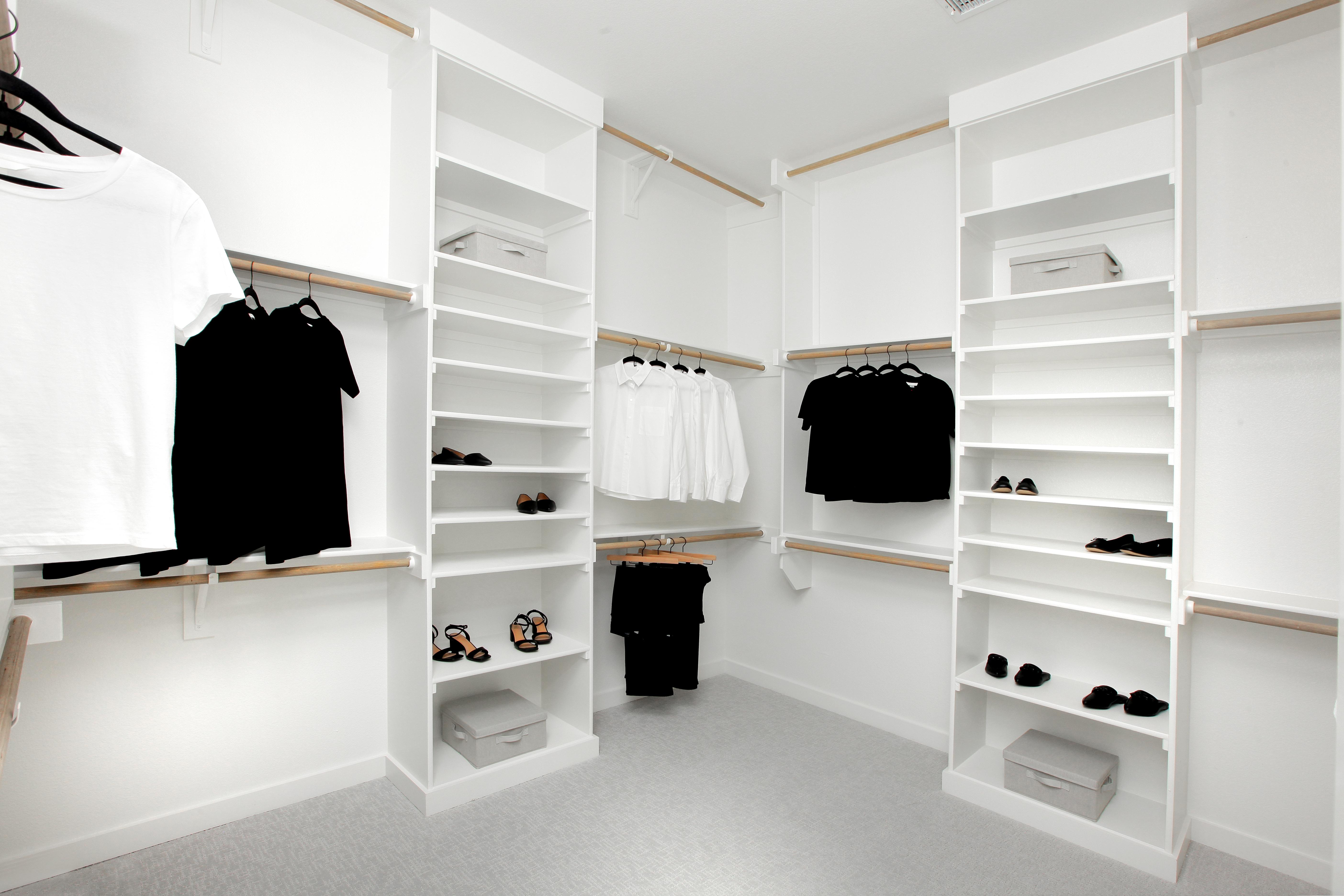 custom walk-in closet with built-in shelves