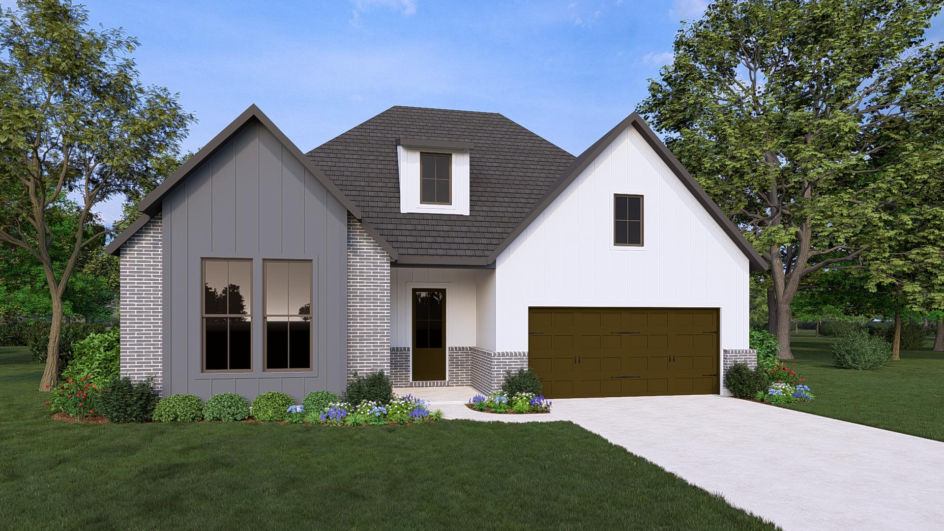 brick and board and batten house